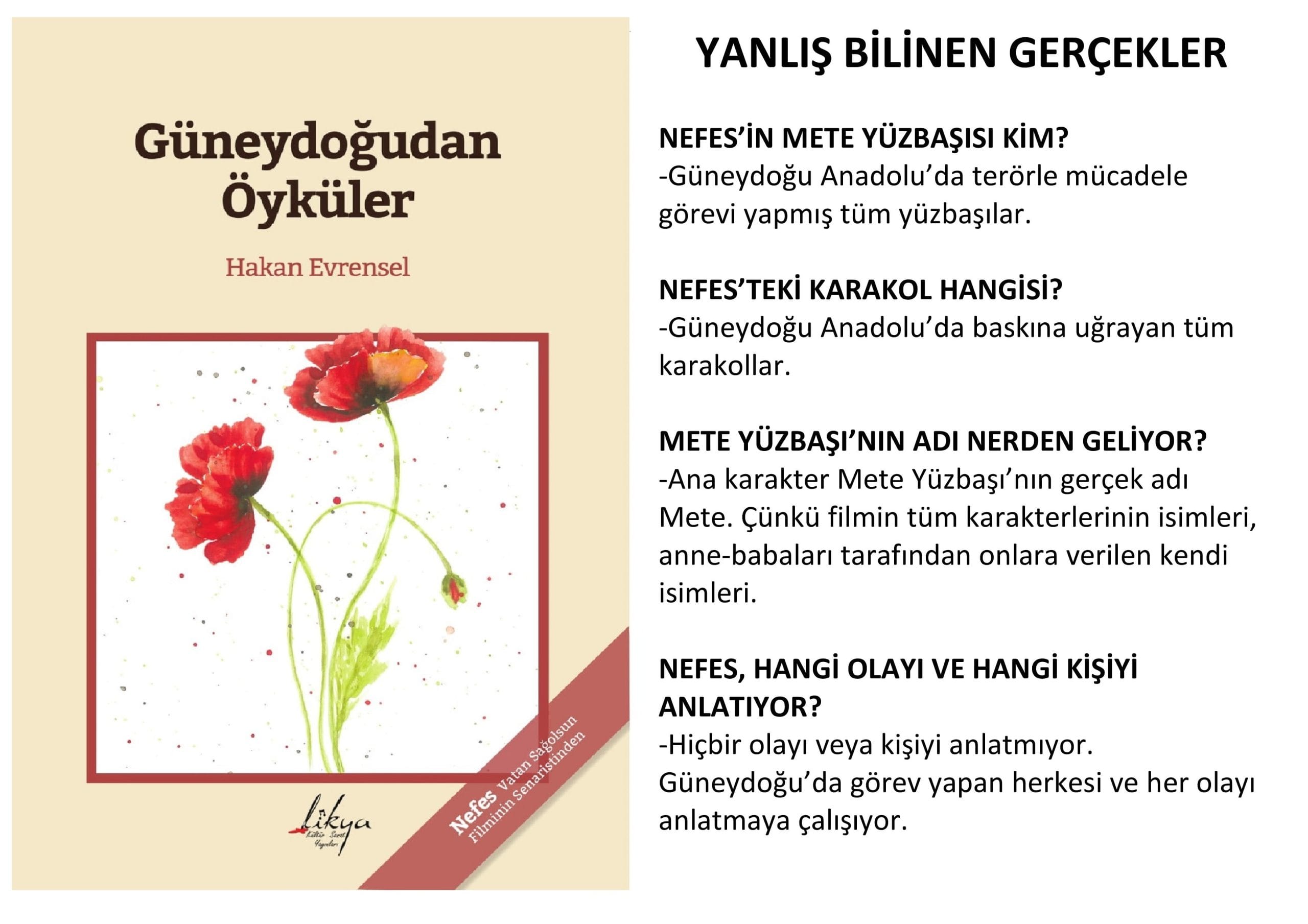 Belgenin sayfası: solda Güneydoğudan Öyküler kitabının kapağı, sağda YANLIŞ BİLİNEN GERÇEKLER başlığı altında dört soru ve cevap.